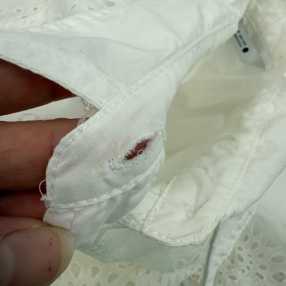 Zara Dress Women Medium White Eyelet 3/4 Sleeves Button Up Midi Cottage Boho - Picture 3 of 13